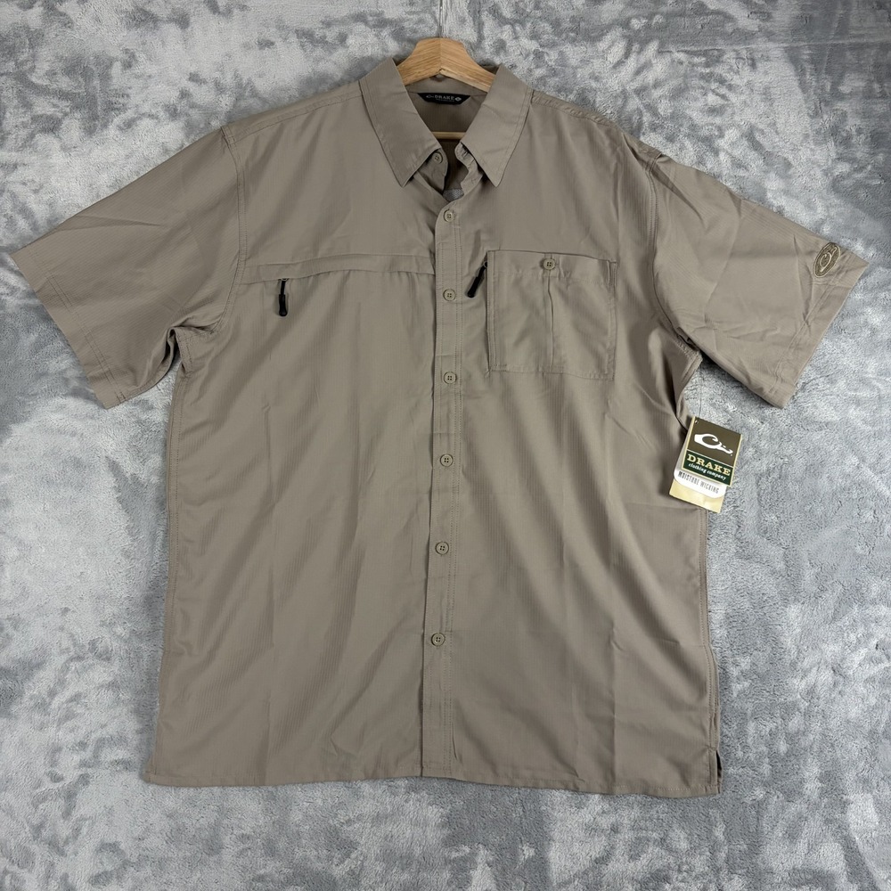 Drake 8-Shot Flyweight Mens Large Short Sleeve Wicking Hunting Fishing Shirt NEW